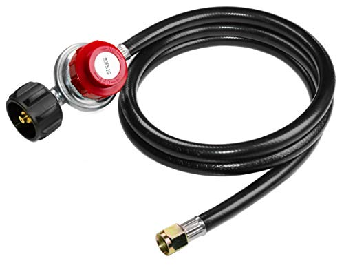 DOZYANT 4 Feet High Pressure Propane 0-20 PSI Adjustable Regulator with 4FT QCC1/Type1 Hose - Fits for Propane Burner Turkey Fryer Smoker and More Appliances - Safety Certified