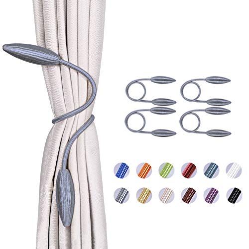 Pretty Jolly 4 Pack DIY Twist Curtain Tiebacks Creative Decorative Drape Tie Backs European Style Random Modelling Curtain Holdbacks for Home & Office Window Blackout & Sheer Drapery (Grey)