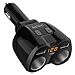 Car Charger, AceTend 2-Socket Cigarette Lighter Adapter Socket Splitter 12/24V 80W with LED Battery Voltage Display/Dual USB Car Charger 4.8 A/Type-C Port Charging for GPS/iPhone/Android and More