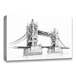 Canvas Wall Art Freehand Sketching of Scenery Pictures Home Wall Decorations for Bedroom Living Room Paintings Canvas Prints Framed - 12x18 inches