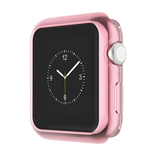 Compatible with Apple Watch Case,FOLOME Plated TPU Scratch-Resistant Flexible Electroplate Case Slim Lightweight Protective Bumper Cover Case Fit Watch Series 3 / Series 2 (Rose Gold, 42mm Size Case)