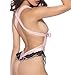 LamourLove Sexy Lingerie for Women for Sex Mesh Strappy Teddy Sleepwear Lace Babydoll Plus Size(Pink M)