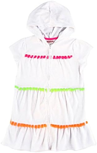 Flapdoodles Girls Hooded Terry Cover-Up, White (4)