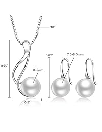 OneSight - Juego de collar y pendientes de perlas cultivadas en agua dulce de plata de ley para mujer (perla blanca o perla negra)