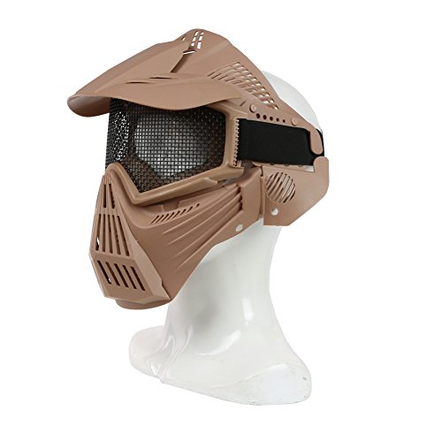 Paintball Masks,YASHALY Adjustable CS Military Tactical Gear Full Face Airsoft Mask with Mesh Eye Protection for Shooting Hunting Cycling Motorcycle (Tan)