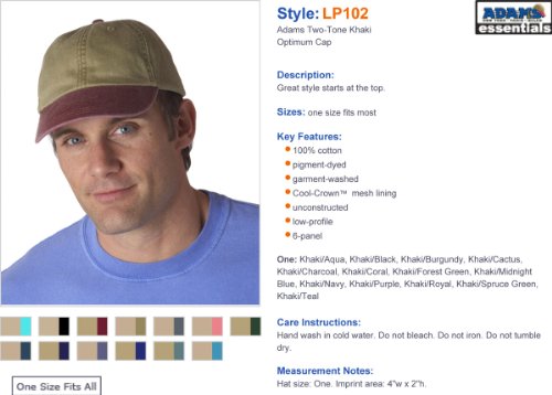 Adams Headwear 00820599098031 OPTIMUM-KHAKI W-CONTRAST BILL LP102 NAVY