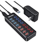 Powered USB Hub 3.0, Wenter 8-Port USB Hub Splitter (4 USB 3.0 Data Ports+4 Smart Charging Port) ...