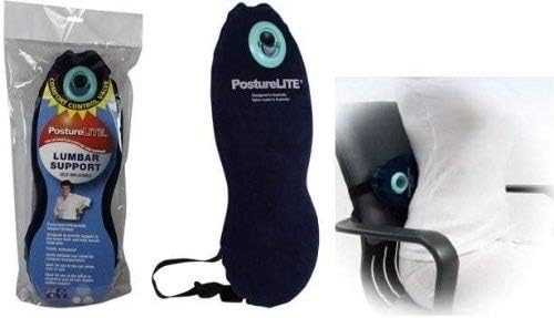 PostureLITE - Firm Foam LUMBAR SUPPORT for lower back support with patented self inflating/adjustable air valve (to improve comfort and fit) - special offer