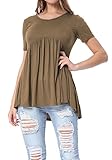 Levaca Women's Tops Short Sleeve Draped Casual Loose Fit Flare Tunic Shirts