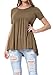Levaca Women's Tops Short Sleeve High Low Hem Pleated Loose Casual Tunic Shirts