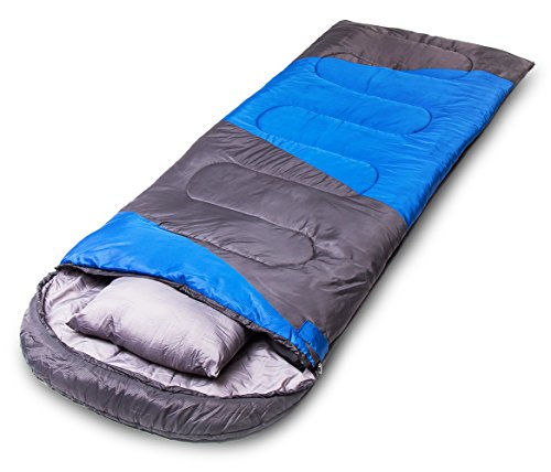 Gwei Sleeping Bag – ECO Friendly Materials – Waterproof & Machine Washable – 40℉ Available – Perfect for Camping, Hiking – Color Blocking – Comes with Complimentary Gift (Blue) (Blue)