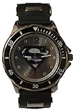 Superman Men's SUP9123 Black Rubber Strap Gunmetal Analog Watch