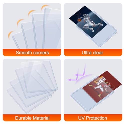 Top loaders 200 Piece, 3" x 4"Clear Rigid Card Cases for Collectibles, （100 Hard Toploaders + 100 Clear Sleeves） for Trading Card Games (MTG), Sports Cards
