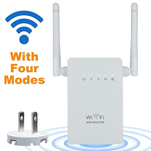 Wifi router, WOSUK Network Wifi Range Extender AC300 Wireless Booster Mini Router/Repeater/AP Wifi Booster With Antennas and Wireless n Access Poin Signal Booster Wps (Dual Antennas)