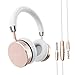 Satechi Aluminum Bluetooth Wireless Headphones with Enhanced Bass 3.5mm Audio-Out Jack - Compatible with iPhone 12 Pro Max/12 Pro/12 Mini/ 12, 2020 iPad Pro, 2020 iPad Air (Rose Gold)