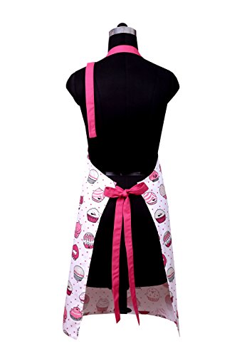 Apron, Valentine Cup Cakes Design, Aprons for Women with Pockets, 100% Natural Cotton, Eco-Friendly & Safe, Adjustable Neck & Waist ties, Machine Washable, Cute Apron by CASA DECORS - Thumbnail 3