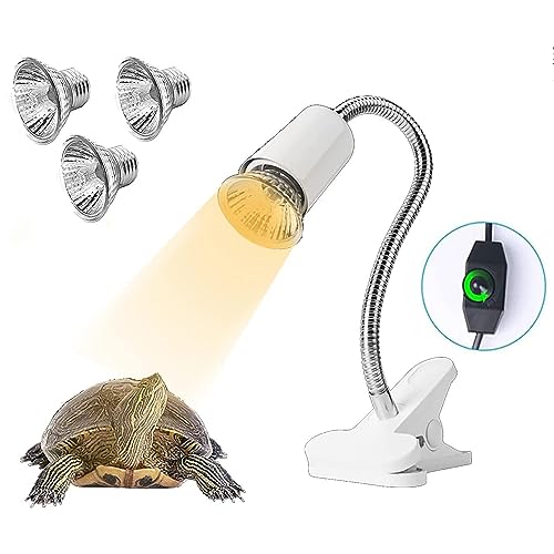 Grexiull 亀ライト 両生類用ライト 爬虫類ライト 亀 水槽 ヒーター 無段階調光 25W+50W+75Wアナログ太陽 熱帯・亜熱帯 UVA+UVBライト バスキングライト3つラ 保温電球 紫外線ライト 背中を干す 360Degree角度調節 取り付け簡単(ホワイト)