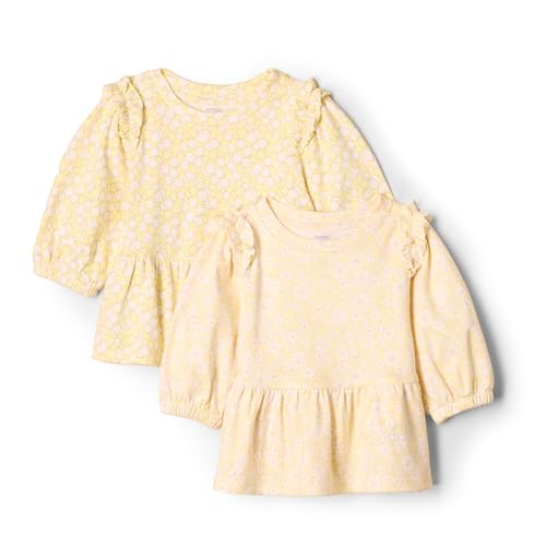 Amazon Essentials Baby Mädchen Langarm Strick Tops 2er Pack Zarte Blumen/Runde Bäume Neugeborene