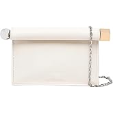 DKQXEIM Trendy PU Leather Clutch Bag for Women Versatile Folding Evening Purse Metal Decoration Crossbody for Banquet Party