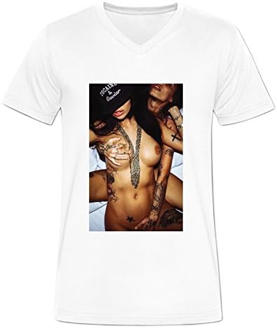 Novelty Eworld Mens Cocaine and Caviar Naked Girls Fans V-Neck T Shirt