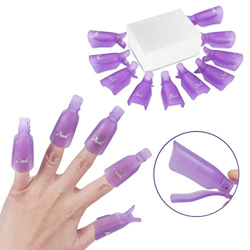 Nail Polish Remover Clips Set with Nail Files Cotton Pads Finger