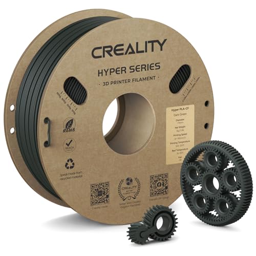 Creality Filamento de impressora 3D Hyper PLA-CF, fibra de carbono de 1,75 mm PLA de alta velocidade 50-300 mm/s textura fosca, maior resistência, melhor resistência ao calor, mais estável, carretel