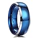 King Will TYRE Men's 8mm Tungsten Carbide Ring Two Tone Blue Plated Polish Beveled Edge Wedding Band