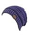 NYFASHION101 Unisex Multicolor Warm Cable Knit Thick Slouch Beanie Cap, Purple/Navy