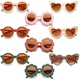 Tondiamo 9 Pairs Toddler Sunglasses Flower Round Heart Shaped Kids Girls Boy Baby Sunglasses for Outdoor Beach Holiday