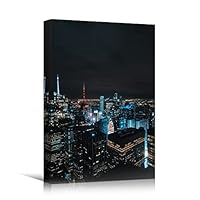 Canvas Wall Art Building Cityscape Cityscape Colorful Contemporary Multicolor Neon Photography Places - 12x18 inches