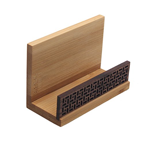 BangQiao Handmade Bamboo Wooden Business Name Cards Display Stand Holder for Desk, Home and Office - Thumbnail 3