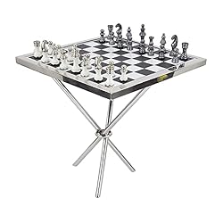 Deco 79 Aluminum Chess Game Set, 22" x 22" x