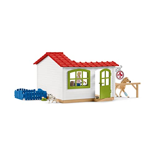 Schleich Farm World - 43 PC Veterinarian Set for Kids - Pet Veterinary Playset has Office, Vet Figurine, Horse, Dog, Cat Animal Toy and Accessories - Educational Toys for Children and Toddlers Ages 3+