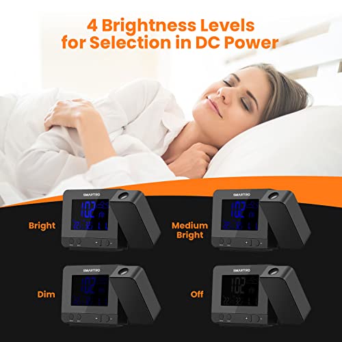 SMARTRO SC31B Digital Projection Alarm Clock with Weather Station