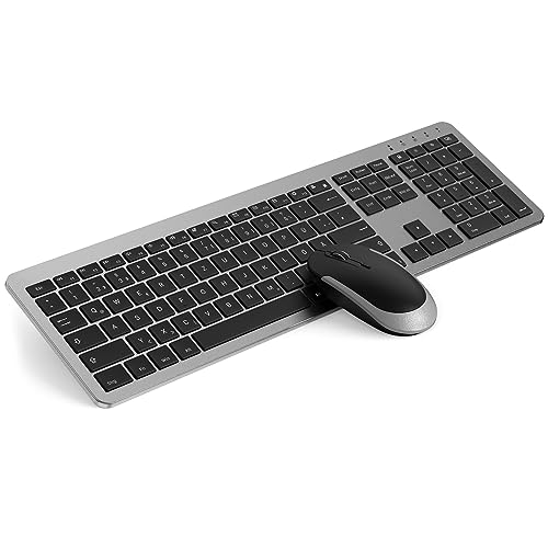 seenda SK38-3 Tastatur Maus Set Kabellos, Ultra-Dünne, Schwarz&Grau