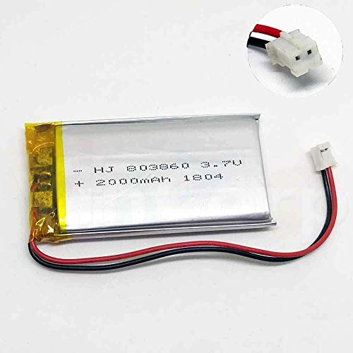 1x-Lipo-Akku-1s-37V-2000mAh-JST-PH-Stecker-Empfaenger-Sender-Drohne-Quadrocopter-UFO-PCB-803860-kabellos-wiederaufladbar-Bluetooth-Headset-Schluesselanhaenger-Cam-Uhr-Video-Baby-Monitore-etc