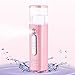 Facial Steamer, Nano Mister Spray for Eyelash Extensions Mini Portable Face Steamer USB Rechargeable Cool Mist Sprayer Moisturizing for Beauty Skin Care w/ Power Bank Pink