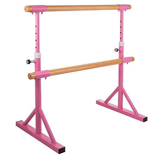 Popsport Ballet Bar 4 Feet Fitness Barre Ballet Barre Adjustable Double Freestanding Dancing Stretching Ballet for Home,Dance Barre, Fitness Ballet Bar(4FT,Double Pink)