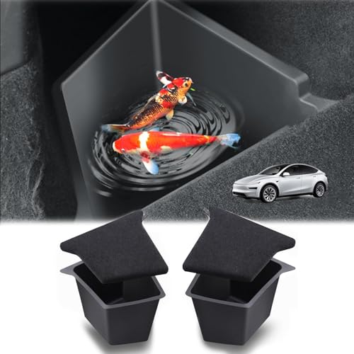 [Enhanced] GAFAT Tesla Model Y Juniper 2025 2026 Trunk Organizer, Model Y 2025 Trunk Storage Box, Waterproof TPE with Flocked Lid, Tesla Model Y 2025 Accessories (Pack of 2)