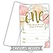 Watercolor Floral Girl 1st Birthday Invitations - Fill in Style (20 Count) with Envelopes