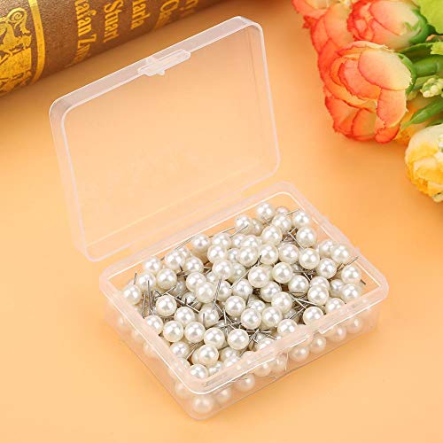 200pcs Round Ball Plastic Pushpin Marking Thumbtack Pins Decorative DIY Tool(White)