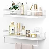 Onlysky White Floating Shelves with White Towel