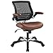 Modway Edge Mesh Back and White Vinyl Seat Office Chair With Flip-Up Arms - Computer Desks in Tan