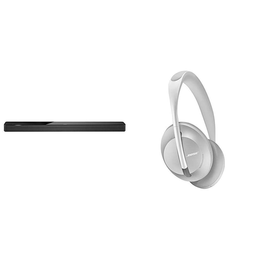 Bose Soundbar 700 Black with Bose Noise Cancelling Headphones 700 Silver Luxe