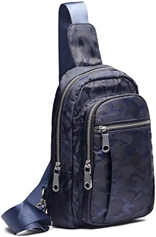 Sling Bag Single Shoulder Backpack Crossbody Bag Daypack Nylon Waterproof Lightweight Women Men Unisex Riding Travel Camouflage Navy