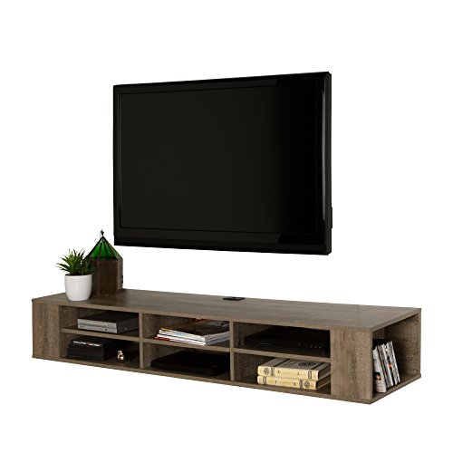 City Life Wall Mounted Media Console - 66” Wide - Extra Storage - Black Oak - By South Shore - Thumbnail 7