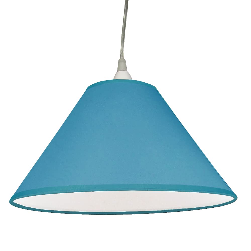 Loxton Lighting Plain Cotton Coolie Lampshade - for Table Lamps or Ceiling - Cylinder Pendant with Reducer - 10'' / 25cm (Cornflower Blue)