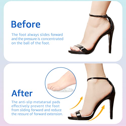 Urwalk Ball of Foot Cushions Insoles.Metatarsal Forefoot Pads, Anti Slip Shoe Inserts - 3 Pairs (Clear)