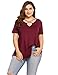Zeagoo Womens Plus Size Tunic Tops Criss Cross V Neck Short Sleeve T Shirt Casual Tops Wine Red 3X