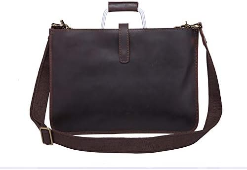 GAOJUAN Men's Handmade Retro Zipper Leather Laptop Bag Shoulder Messenger Bag First Layer Leather Travel Bag Casual Student Bag Lovers Gift Bag,Darkskincolor [Energy Class A]
